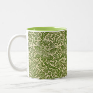 Caneca De Café Em Dois Tons William Morris Rosa e Flor de Cardo Verde