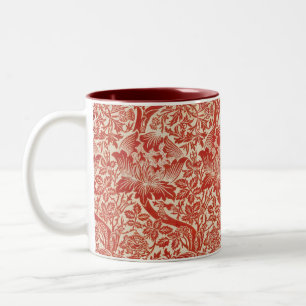 Caneca De Café Em Dois Tons William Morris Rosa e Flor de Cardo Vermelha
