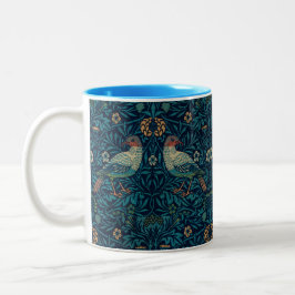 Caneca De Café Em Dois Tons William Morris Vintage Floral Birds