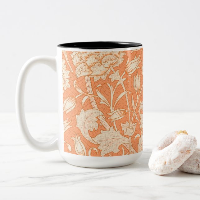 Caneca De Café Em Dois Tons William Morris Wild Tulip famoso padrão (Com Donut)
