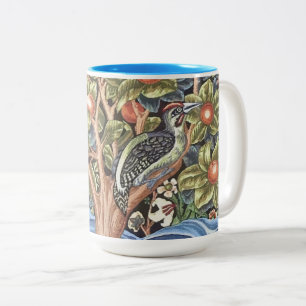 Caneca De Café Em Dois Tons William Morris Woodpecker Tapeçaria Vintage Floral