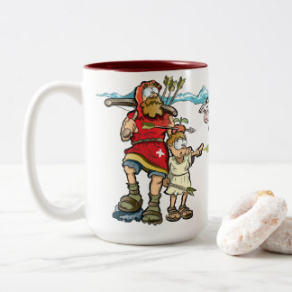 Caneca De Café Em Dois Tons William Tell buclic view com vacas nos Alpes