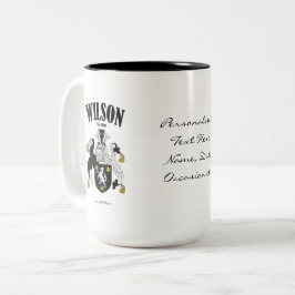 Caneca De Café Em Dois Tons Wilson Family Crest, Tradução e Significado