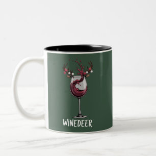 Caneca De Café Em Dois Tons Winedeer Casais Engraçados Natal Correspondência F