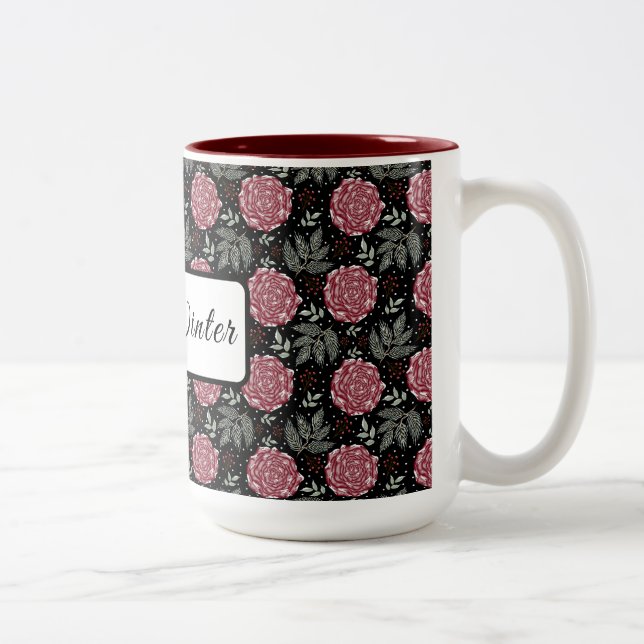 Caneca De Café Em Dois Tons Winter Cozy Roses Floral Coffee Mug (Direita)