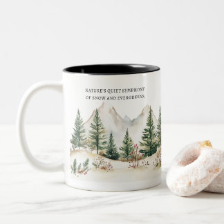 Caneca De Café Em Dois Tons Winter Mountain Mug: Cozy Forest & Snow