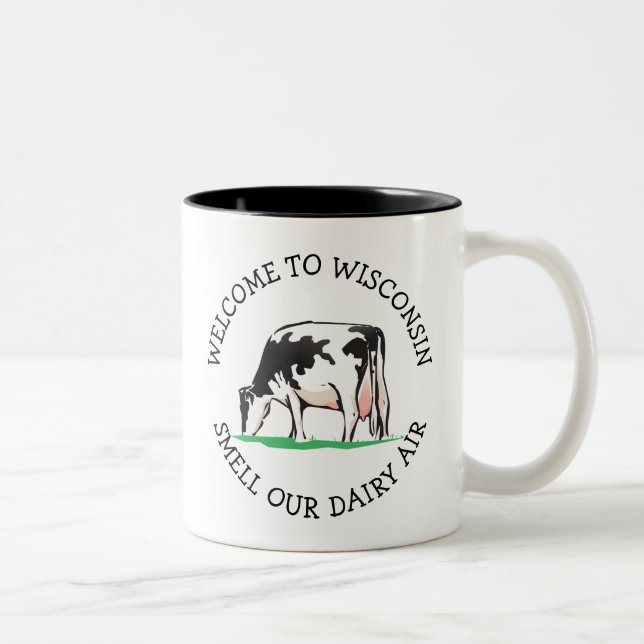 Caneca De Café Em Dois Tons Wisconsin Cow Dairy Farmer Humor Coffee Mug (Direita)