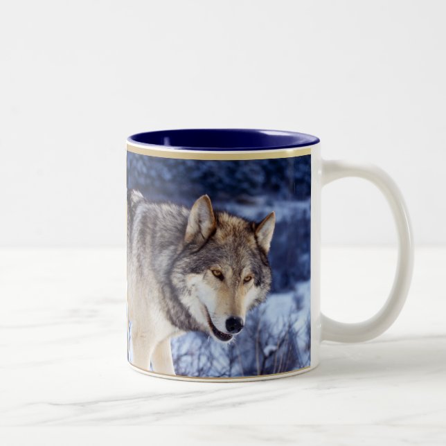 Caneca De Café Em Dois Tons Wolf 2 de inverno (Direita)