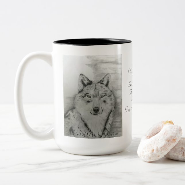 Caneca De Café Em Dois Tons Wolf Coffee Mug (Com Donut)