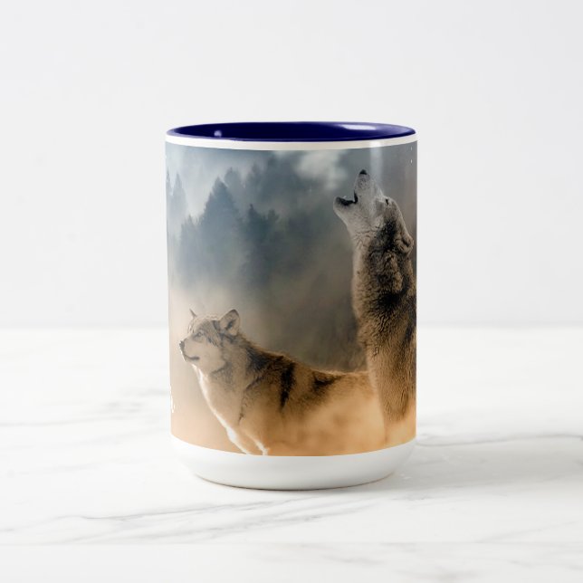 Caneca De Café Em Dois Tons Wolf Coffee Mug De Dois Toneladas (Centro)