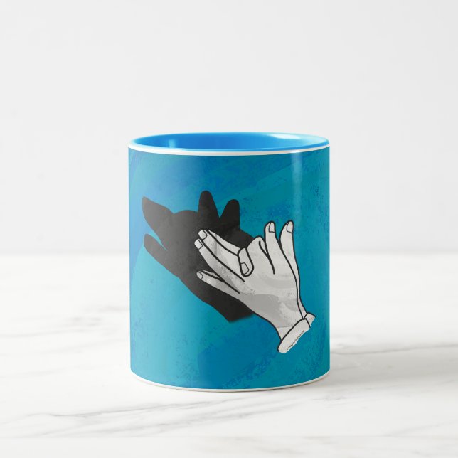 Caneca De Café Em Dois Tons Wolf Shadow em Azul (Centro)