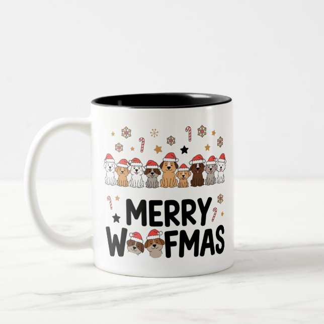 Caneca De Café Em Dois Tons Woofmas Dog Lover Mug: Bonito presente de Natal (Esquerda)