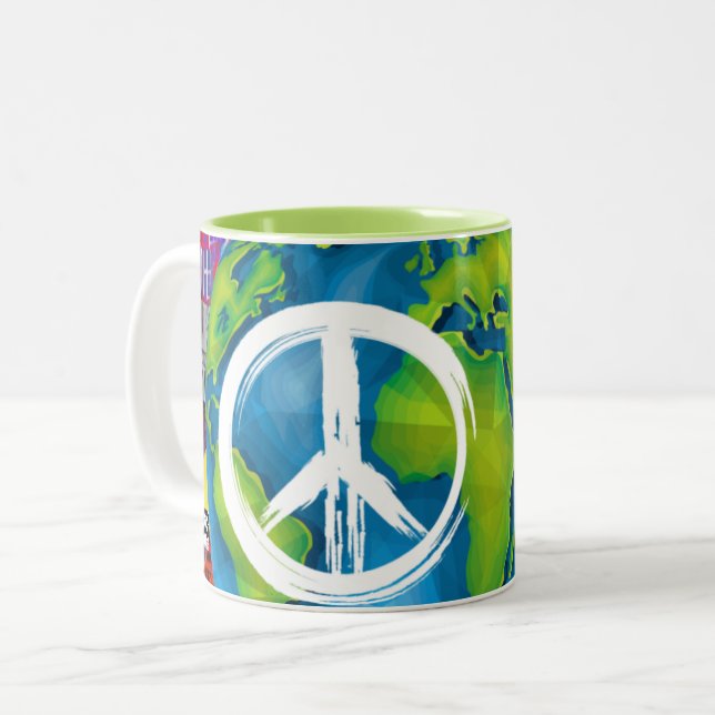 Caneca De Café Em Dois Tons World Peace Mug (Frente Esquerda)