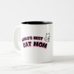 Caneca De Café Em Dois Tons World's Best Cat Mom<br><div class="desc">Celebrate the love between a cat mom and her furry best friend with this stylish “World’s Best Cat Mom” mug. Featuring a chic black and pink colour combination, this mug is the perfect blend of bold and cute. Designed for daily comfort, it’s ideal for enjoying morning coffee, afternoon tea, or...</div>