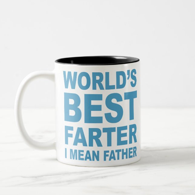 Caneca De Café Em Dois Tons Worlds best farter I mean father (Esquerda)