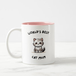 Caneca De Café Em Dois Tons World's best mum- cat lovers gift