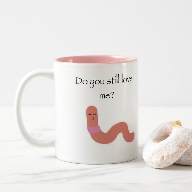 Caneca De Café Em Dois Tons Worm Meme Mug (Com Donut)