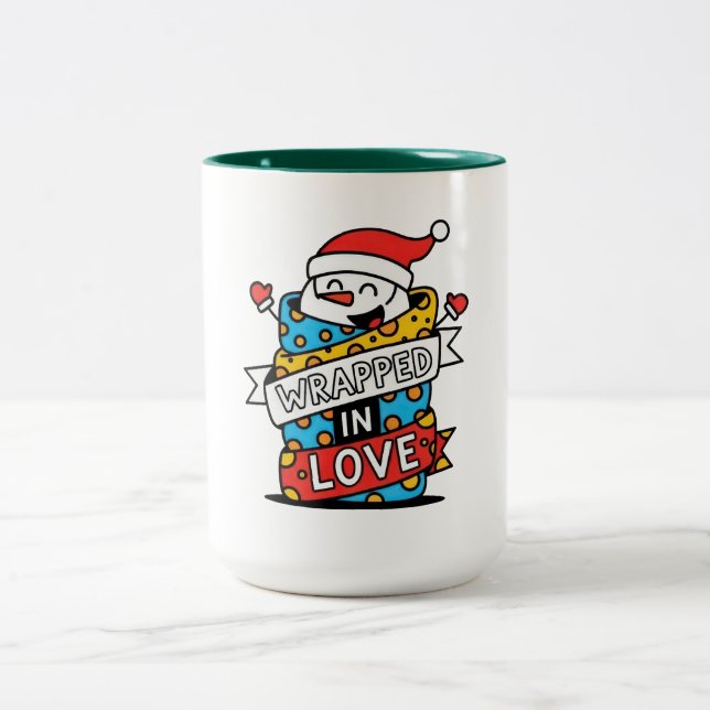 Caneca De Café Em Dois Tons Wrapped in Love Christmas (Centro)