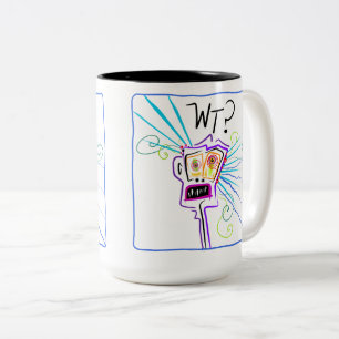 Caneca De Café Em Dois Tons WT? O QUE? EMOJI Meemogie