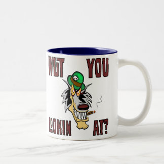 Caneca De Café Em Dois Tons WUT VOCÊ LOOKIN EM? Hotrods da mascote de
