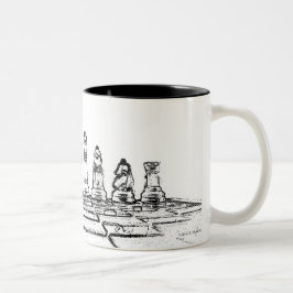 Caneca De Café Em Dois Tons Xadrez