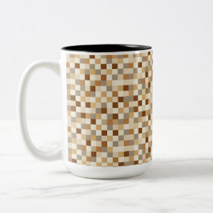 Caneca De Café Em Dois Tons Xadrez