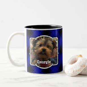 Caneca De Café Em Dois Tons Xadrez Azul e Preto Clássico com Quadro de Foto 2