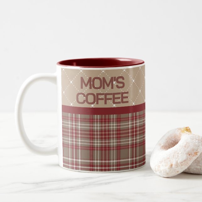 Caneca De Café Em Dois Tons Xadrez Casa de Campo Rústica (Com Donut)