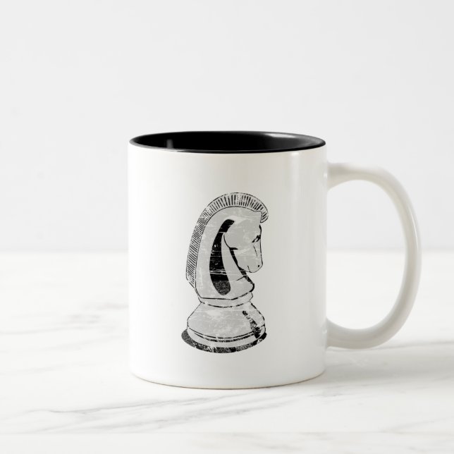Caneca De Café Em Dois Tons xadrez - cavaleiro (Direita)