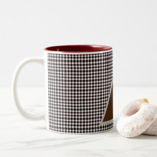 Caneca De Café Em Dois Tons Xadrez Chic Personalizado Monograma