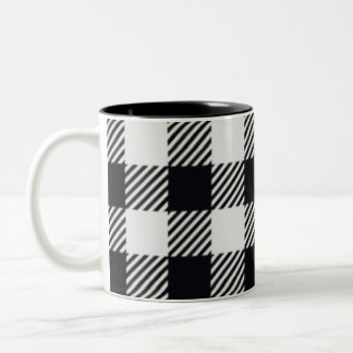 Caneca De Café Em Dois Tons Xadrez cinza | Checkers Mug