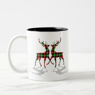 Caneca De Café Em Dois Tons Xadrez de Buffalo Vermelho Azul Xadrez Verde