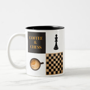 Caneca De Café Em Dois Tons Xadrez e Café Amantes de Café e Jogadores de Xadre