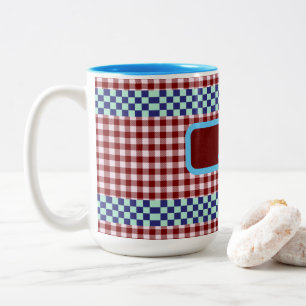 Caneca De Café Em Dois Tons Xadrez Escocês Personalizado