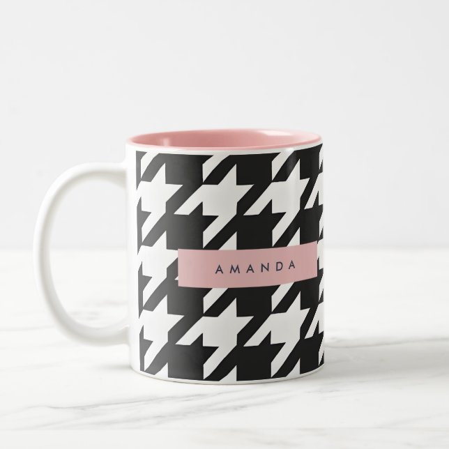 Caneca De Café Em Dois Tons Xadrez Preto e Branco Clássico Personalizado (Esquerda)