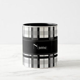 Caneca De Café Em Dois Tons Xadrez preto e branco conhecida personalizada