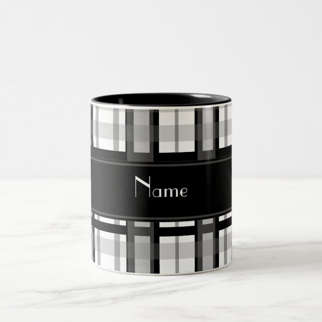 Caneca De Café Em Dois Tons Xadrez preto e branco conhecida personalizada (Centro)