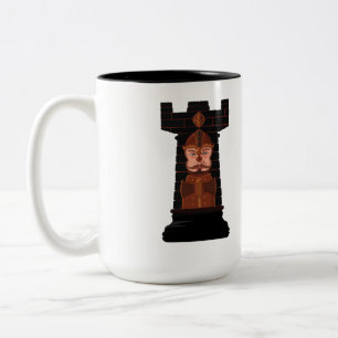 Caneca De Café Em Dois Tons Xadrez Preto Rook, Café De Dois Toneladas