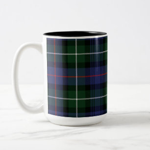 Caneca De Café Em Dois Tons Xadrez Tartan Clã MacKenzie Verde Preto