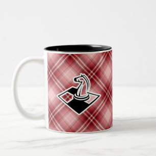 Caneca De Café Em Dois Tons Xadrez vermelha da xadrez