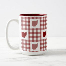 Caneca De Café Em Dois Tons Xadrez Vermelho de Ohio