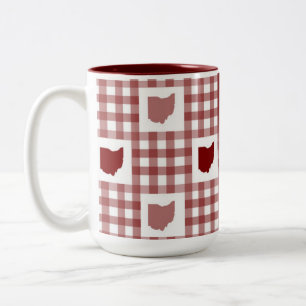 Caneca De Café Em Dois Tons Xadrez Vermelho de Ohio