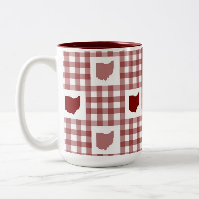 Caneca De Café Em Dois Tons Xadrez Vermelho de Ohio (Esquerda)