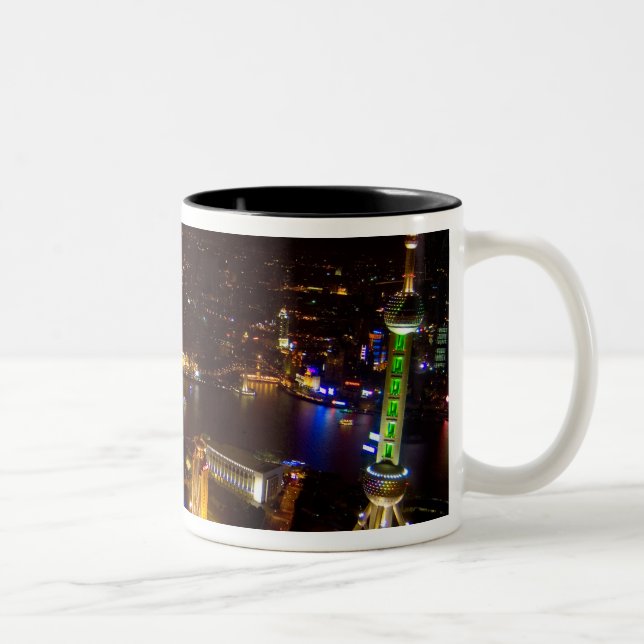 Caneca De Café Em Dois Tons Xangai China magnífica paisagem com moderno (Direita)