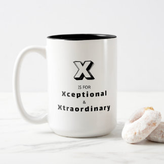 Caneca De Café Em Dois Tons Xcepcional e Xtraordinário X - Luxo Personalizado