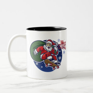 Caneca De Café Em Dois Tons Xmas legal do Natal do skate do patinador de Papai