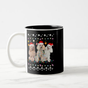 Caneca De Café Em Dois Tons Xmas Lighting Correspondente a Poodle Dog Febre Na