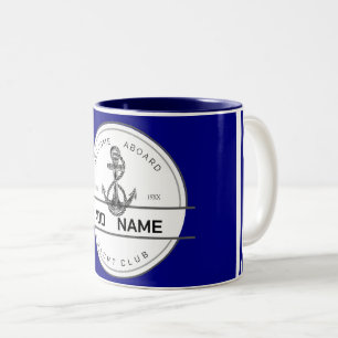 Caneca De Café Em Dois Tons Yacht clube de iate de Âncora Náutica Azul Nome da