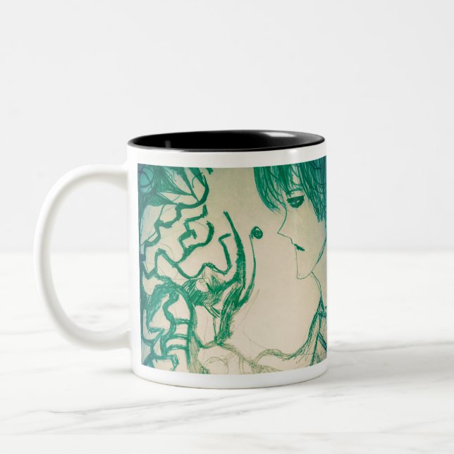 Caneca De Café Em Dois Tons Yaie Green Monster tenta persuadir Kitsune (Esquerda)