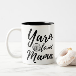 Caneca De Café Em Dois Tons Yarn Loving Mama ・ Artesanatos Knit Crochet